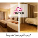 ikiye ayrılmış ekranda iki farklı oda ve ortada nuvola kız öğrenci yurdu logosu. Altta, hangi oda tipini seçebilirsiniz? yazısı