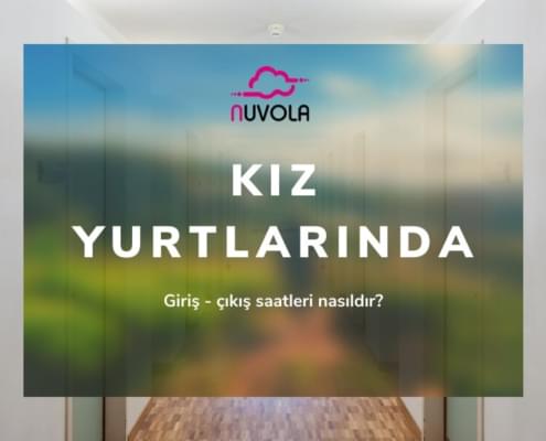 kız yurtlarında giriş çıkış saateleri yazısı bulunan, en tepede nuvola kız yurdu logosu yer alan tasarım