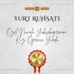 sertifika tasarımı üzernde büyük "yurt ruhsatı" yazısı. Üstte ve ortada Nuvola Kız Yurdu yazıları.