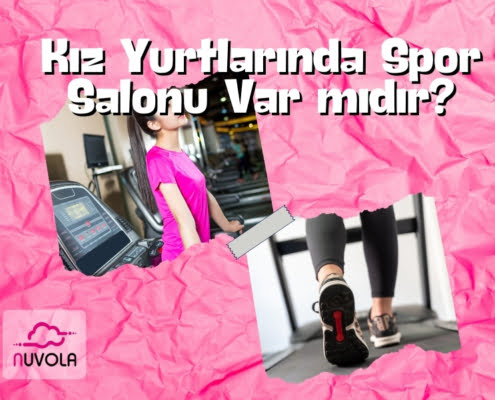 Kız Yurtlarında Spor Salonu Var Mıdır? yazısı altında yürüyüş bandından yürüyen kızlar