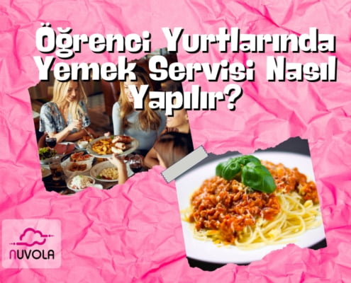 Öğrenci Yurtlarında Yemek Servisi Nasıl Yapılır? yazısı gerisinde, yemek yiyen öğrenciler ve yemek tabağı