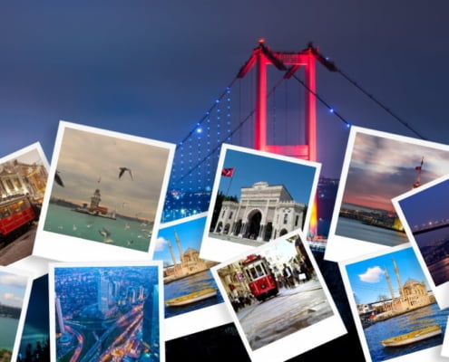 boğaz köprüsü görüntüsünün önünde, fotoğraf kareleri içerisinde istanbul'dan görseller