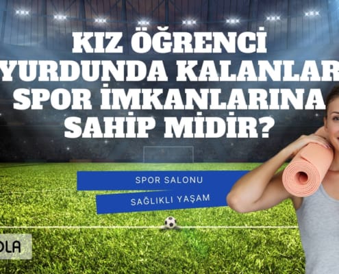 futbol sahası geri plan önünde sağda sporcu kadın, onun üzerinde Kız öğrenci yurdunda kalanlar spor imkanlarına sahip midir? yazısı