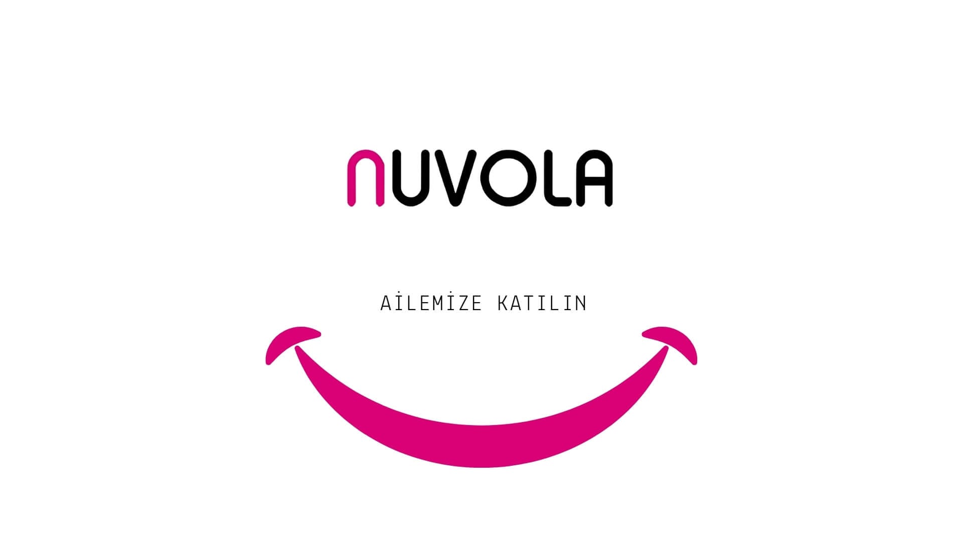 beyaz zemin üzerinde nuvola kız yurdu logosu. Altında ailemize katılın yazısı. en altta gülen yük simgesi