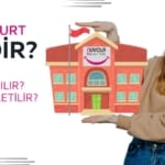 özel yurt nedir? nasıl açılır? nası işletilir? yazılarının altında nuvola logosu. Sağda elinde yurt binası simgesi tutan kız öğrenci görseli
